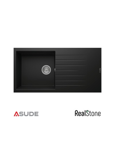 Realstone P015 Laodikya Damlalıklı Granit Evye 1000 500 Mm Siyah