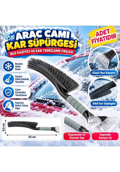 Araç Camı Kar Süpürgesi Buz Kazıyıcı Ve Kar Temizleme Fırçası Adet  Diğer