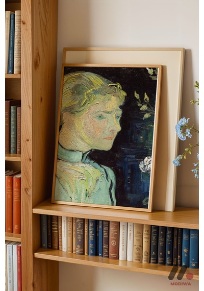 Van Gogh Kadın Portresi, Ahşap Çerçeveli Duvar Tablosu - Sanatsever Hediyesi