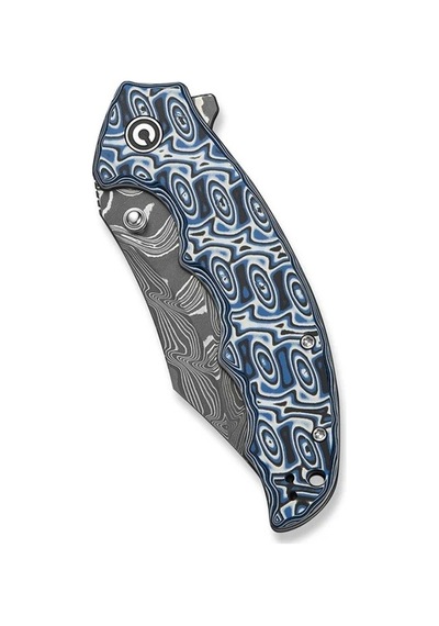 Civivi Pentad Black / White Vortex Micarta Handle Damascus Blade Kamp Çakısı Siyah