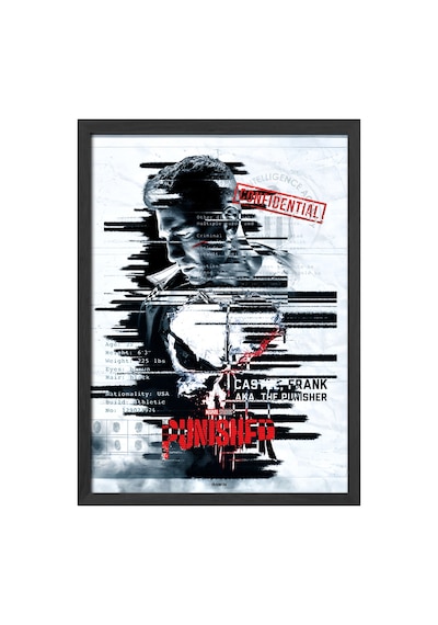 Punisher Siyah Ahşap Çerçeveli Poster, Dizi Duvar Tablosu