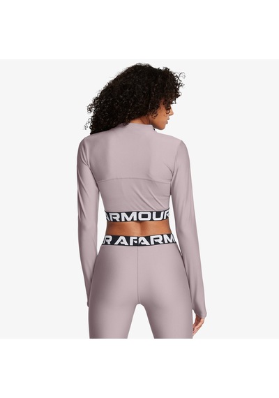 Under Armour Heat Gear Rib 1/4 Zipped Kadın Mor Crop Sweatshirt - 1388692 Mor