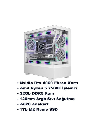 Ramtech V3 R5-7500F 32 GB 1 TB M2 SSD 8 GB RTX4060 Free Dos Masaüstü Oyuncu Bilgisayarı