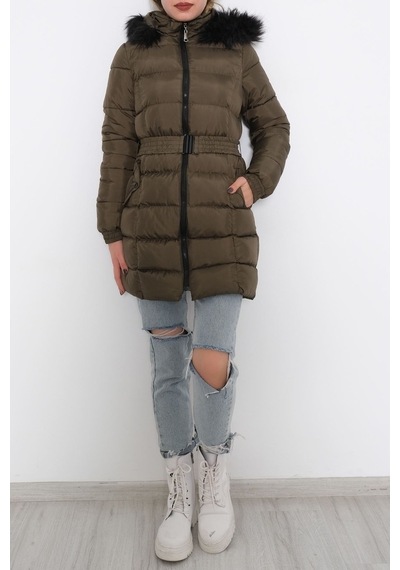 Kemerli Şişme Mont Haki - 6117.1555. Haki