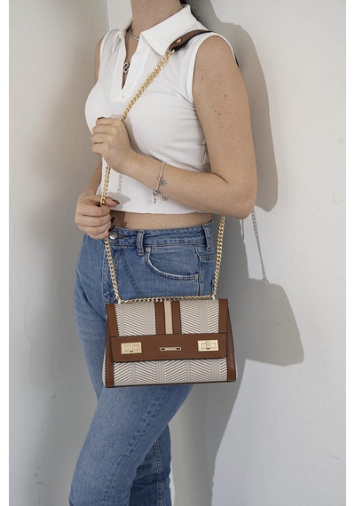 Çapraz Çanta Kadın Silver Polo 1139-44630 Sılver Polo Çapraz Bayan Çantası M132 Bej-mat Taba Bej-mat Taba Bej - Taba