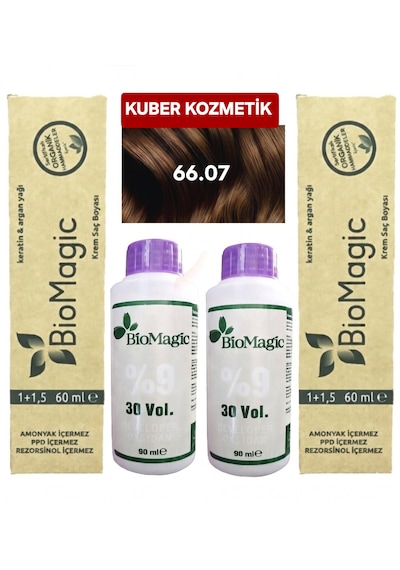 Biomagic 6.11 Yoğun Küllü Koyu Kumral Organik İçerikli Amonyaksız Kalıcı Kokusuz Saç Boyası 2 Boya+ 2 Oksidan