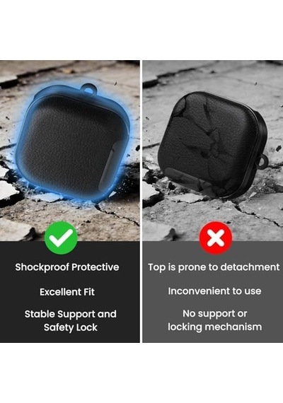 Galaxy Buds4 Pro/buds 4 İçin Kılıf Fonksiyonel Stant/güvenlik Kilidi Tasarımlı Galaxy Buds4 Kulaklık Kılıfı Deri Görünümlü Buds 4 Pro Kılıf Siyah