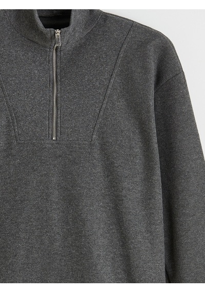Lcw Modest Antrasit Dik Yaka Kadın Sweatshirt Tunik