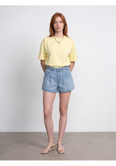 Dilvin 31017 %100 Pamuk Basic T-shirt-açık Sarı