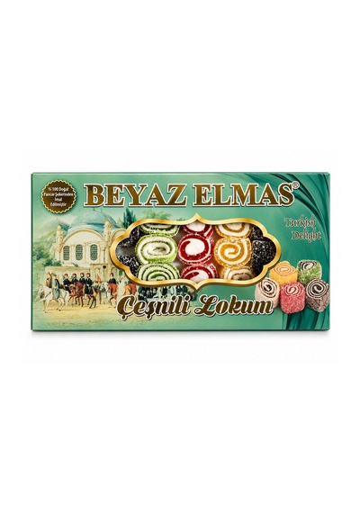 Beyaz Elmas Çeşnili Lokum 200 Gr Karışık Meyve Aromalı Türk Lokumu - Hindistan Cevizli