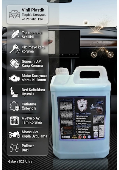 Vinil Plastik Aksam Torpido Motor Koruyucu Ve Parlatıcı Pro 5lt