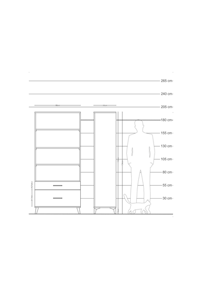 Hyperion Dolap 4 Raflı 2 Çekmeceli 88x44x195 Çam-aytaşı Çam