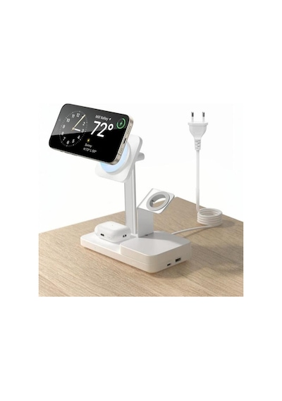 65w Magsafe 5 İn 1 Şarj Standı Halolock iPhone + AirPods + Apple Uyumlu Watch + Type-c + Usb-a - Beyaz