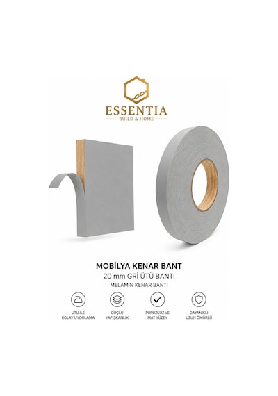 Mobilya Kenar Bandı Gri 20mmx50mt Ütü Bandı