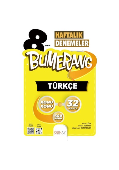 8.Sınıf Bumerang 32 Haftalık Türkçe Denemeleri Günay Yayınları