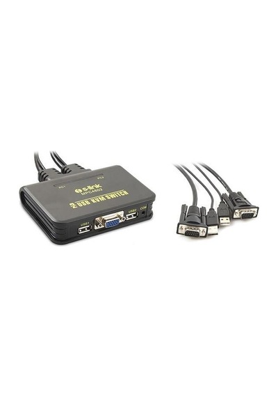 S-link SL- MPC4602 2 Port Vga 2 Port Usb 1.8M M/M Kablolu Otomatik Kvm Siyah Switch