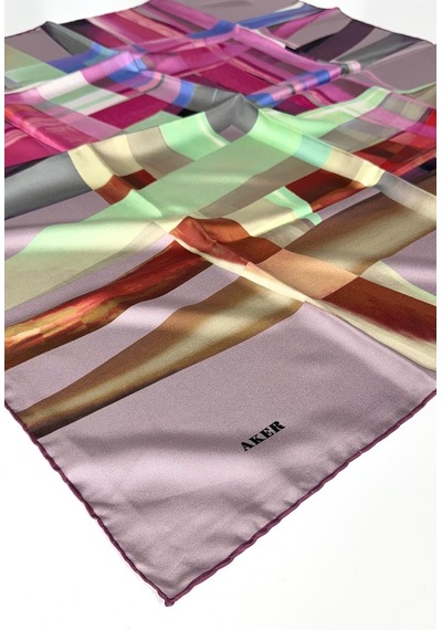 Aker Saf Twill İpek Eşarp -asm7703713 - 991 Çok Renkli