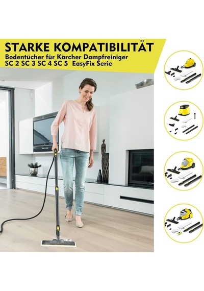 12 Adet Mikrofiber Bez Seti, Kärcher Buharlı Temizleyici Aksesuarları Easyfix Sc 2, Sc 3, Sc 4, Sc 5 İle Uyumlu, Makinede Yıkanabilir 4 Zemin Bezi Seti + 2 Zımpara Zemin Bezi + 6 El Başlığı