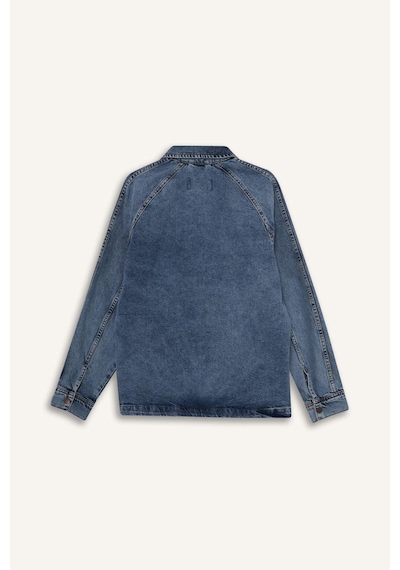 Defacto Relax Fit Fermuarlı Denim Ceket F0097ax25aunm39 Mavi