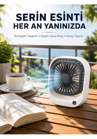 Taşınabilir Şarjlı Masa Fanı Sessiz Ve Güçlü Fan Sistemli