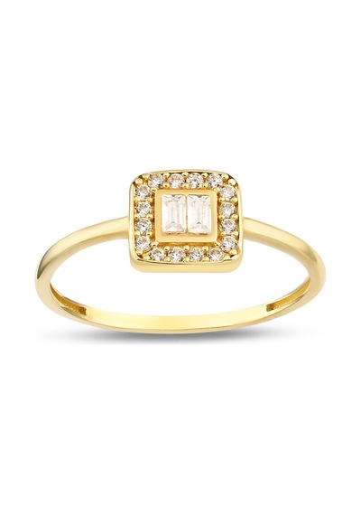 Debora Jewelry 14 Ayar Altın Kare Baget Yüzük