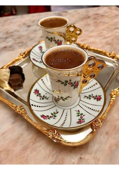 Çrc-179-90cc -2li Kahve Fincanı Rose Flower Çok Renkli