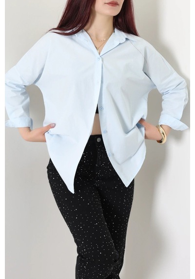 Modi Oversize Poplin Gömlek Bebemavi - 44091.2118. Açik Mavi
