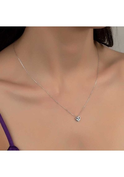 Swarovski Taşlı Gümüş Kalp Kadın Kolye (519460859)