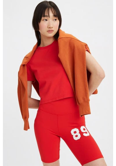 Levi's Kadın Bisiklet Yaka Pamuklu Dar Kesim Basic Crop Kırmızı T-shirt - A3718 001