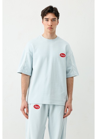 Oversize Baskılı Eşofman Takım V90-21 Bebe Mavi