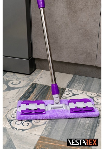 1 Yedek Bezli Yer Mopu Duvar Fayans Cam Temizlik Mikrofiber Mandallı Mop Mor ,yeşil - 640957256