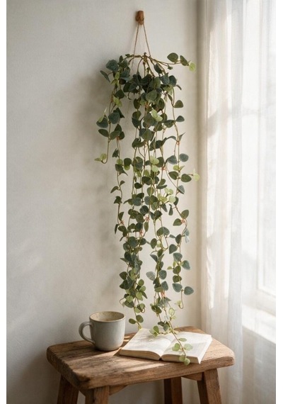 Yapay Çiçek Sarkan Mini Lüx Okaliptus Yapay Sarmaşık 60cm Yeşil