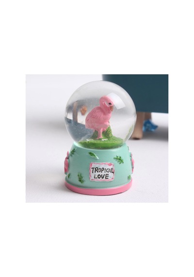 Hediyelik Led Işıklı Flamingo Figürlü Cam Küre