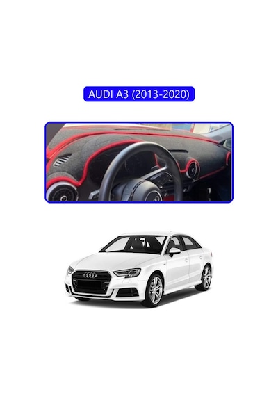 Audi A3 2013-2020 Torpido Koruma Halısı Mavi Kenar