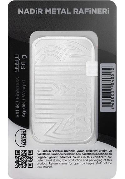 Nadirgold 50 Gr Gümüş Külçe