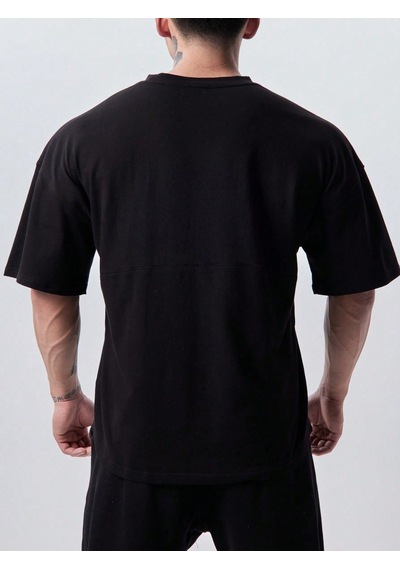 Genius Store Genius Erkek Spor Tişört Oversize Fitness & Gym Antrenman Tişörtü Siyah