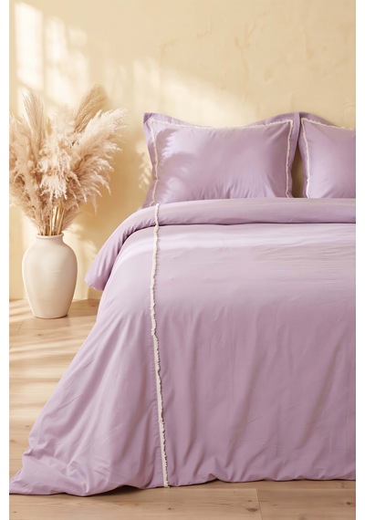 Frange Violet %100 Pamuklu Çift Kişilik Nevresim Takımı - 4 Parça Mor
