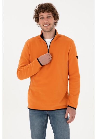 U.S. Polo Assn. Erkek Regular Fit Bakır Polar Yarım Fermuarlı Basic Sweatshirt 50313777-VR182