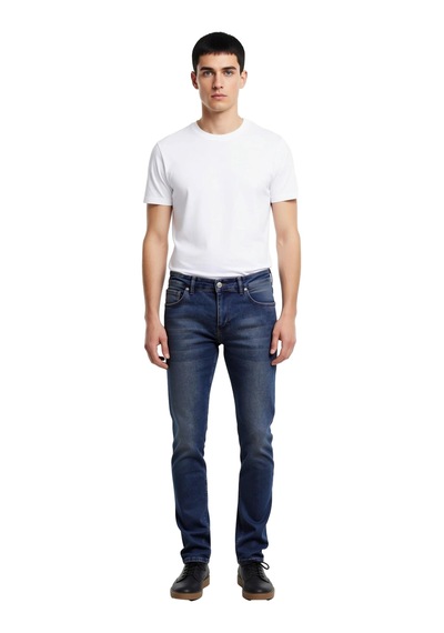 Ersefa Erkek Açık Comfort Denim Dar Paça Pantolon Fonksiyonel Dayanıklı Lacivert