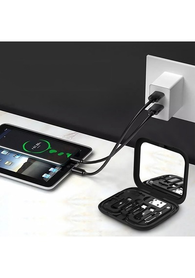 Lenyes Lb602 6in1 Type-c To Type-c Kablolu 60w Çevirici Adaptör Seti Standlı Saklama Kutusu Siyah
