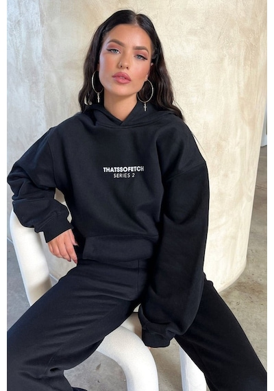 So Fetch Series 2 Eşofman Takımı Sweatshirt Jogger - Siyah Baskılı Oversize Şardonlu Kapüşonlu Siyah So Fetch Series 2 Eşofman Takımı Sweatshirt Jogger - Siyah Baskılı Oversize Şardonlu Kapüşonlu Siyah
