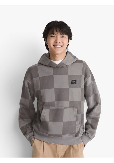 Vans Tonal Check Stretch Logo Pullover Erkek Gri Sweatshirt - Vn000zp4