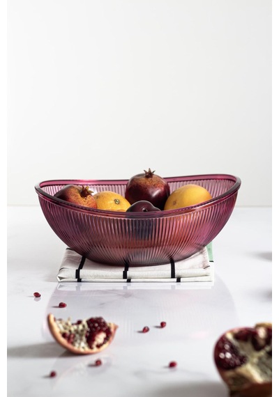 Akrilik Barok Mürdüm Büyük Oval Meyve & Salata Kasesi & Karıştırm