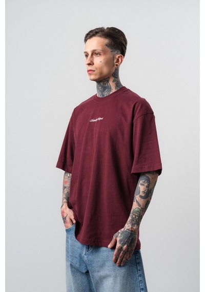 Respire Erkek Refined Baskılı Oversize T-shirt Bordo