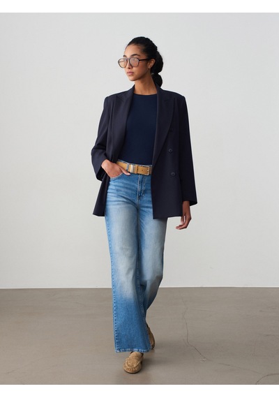 Dilvin 72301 Likralı Wide Leg Jean-mavi