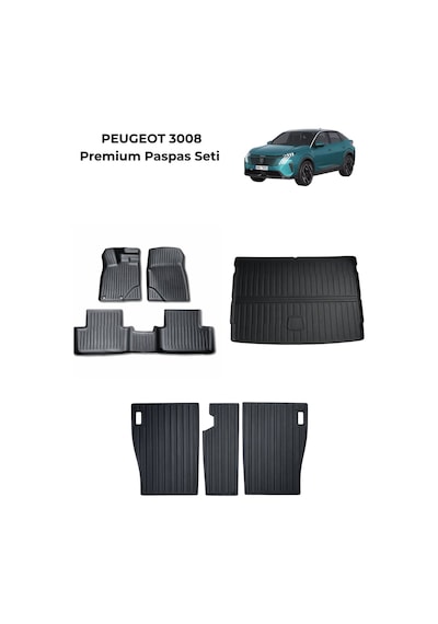 Peugeot 3008 Premium Koruma Seti Paspas + Bagaj Havuzu + Arka Koltuk Koruyucu