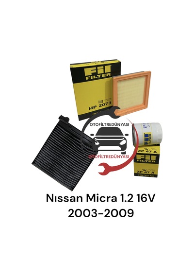 Nissan Micra 1.2 16V (K12) Filtre Bakım Seti  2003-2010