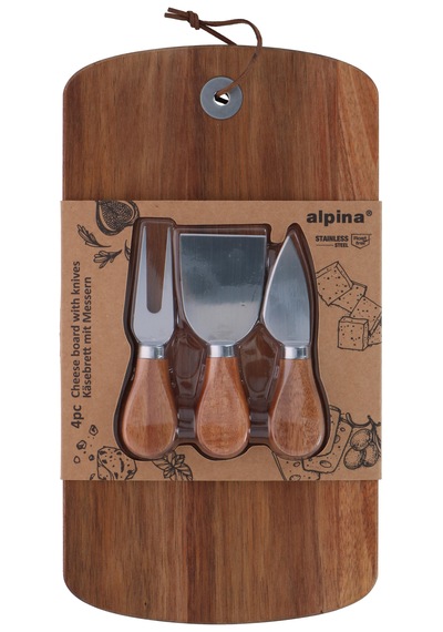Alpina Alp112 Peynir Tahtası Ve Bıçak Seti 4 Parça 32x17,5 Cm 1 Adet