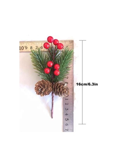 2 Adet Çam Kozalaklı Kokina Red Berry Yılbaşı Süsü