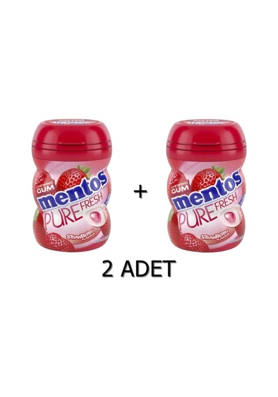 Mentos Pure Fresh Çilek Aromalı Sakız - Şekersiz Tatlandırıcılı 2 x 60 G